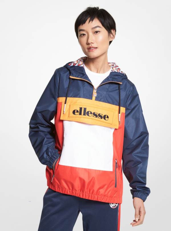 Damske Vetrovky Michael Kors MMK X ellesse Color-Block Woven Modre - Oblecenie Michael Kors Slevy | CEAFL-4509